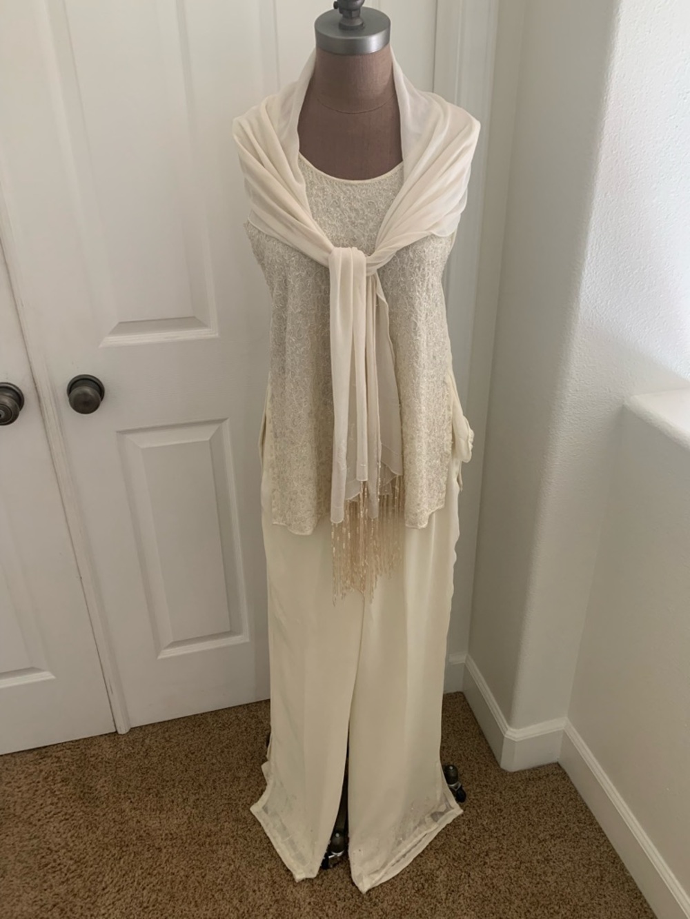 Indian inspired Custom made Ivory Women's Dress Pant Ensemble